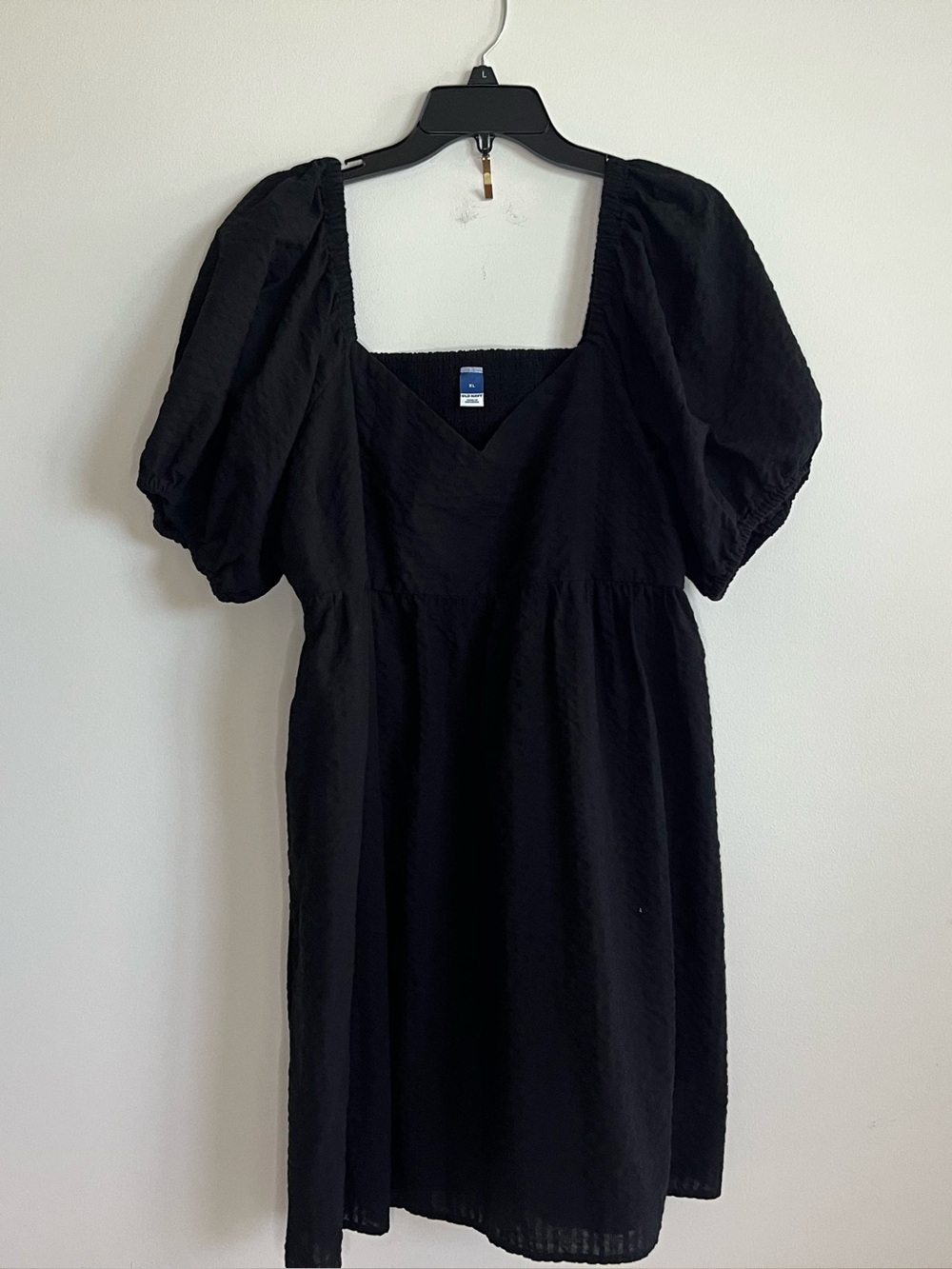 Old Navy Black Puff-Sleeve Square Neck Mini Dress